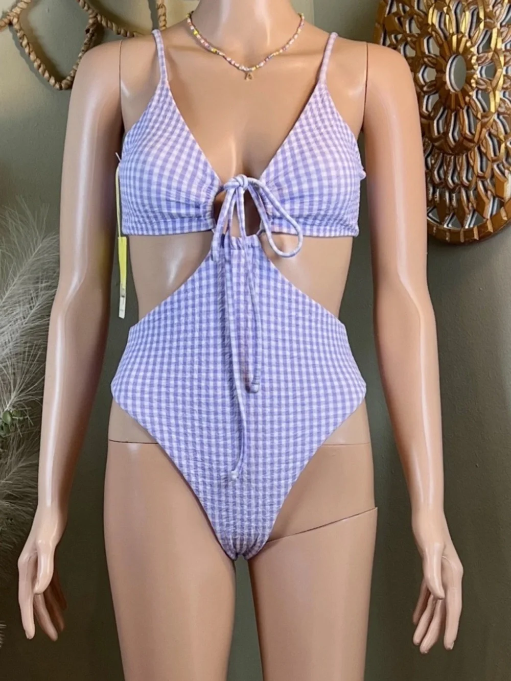 MAAJI Reversible Trikini One Piece Med Purple Gingham 🌞NWT🌞